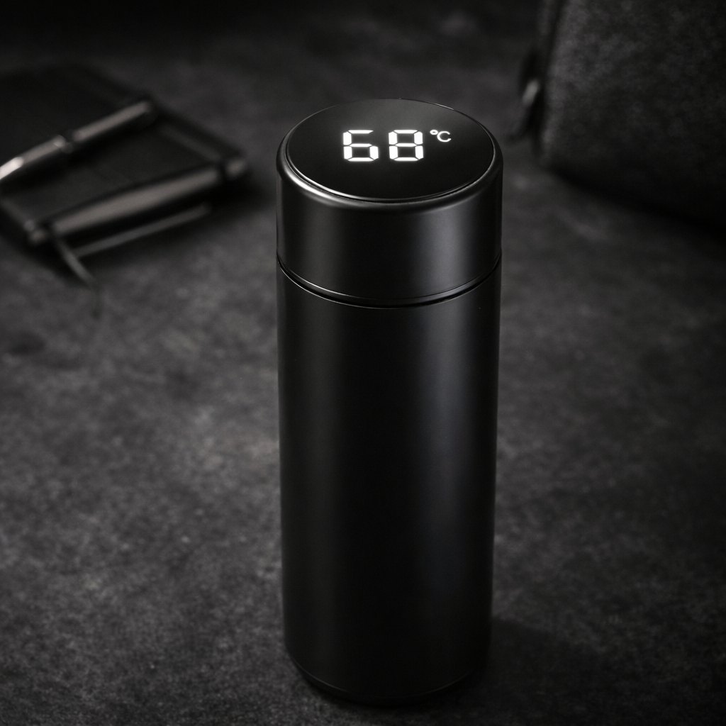 Termo frio y calor con pantalla negro