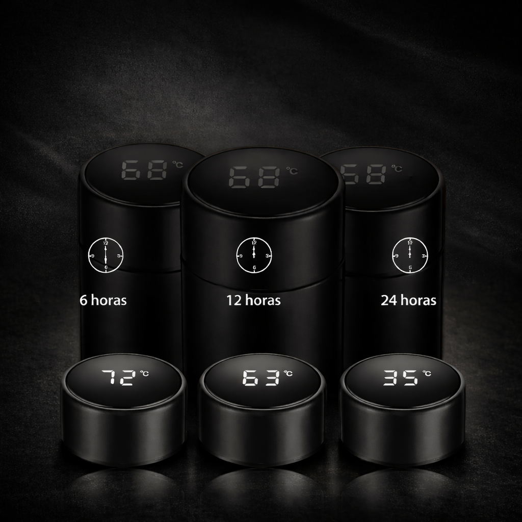 Termo frio y calor con pantalla negro